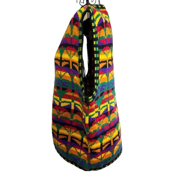 Vintage Hasting & Smith Ethnic Geometric Colorful Acrylic Vest Size Medium - Picture 3 of 11